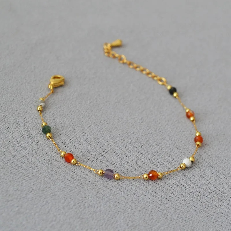 Kolmnsta Colorful Round Beads Necklace Charm Choker Bracelet Set For Women Girls Anniversary Birthday Party Gift Fashion Jewelry