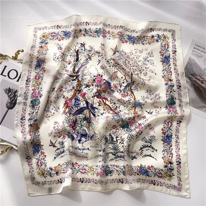 70cm New Fashion Square Scarf Women Floral Print Design Bandanas Lady Scarves Headband Handkerchief Hair Luxury Brand Wholesale
