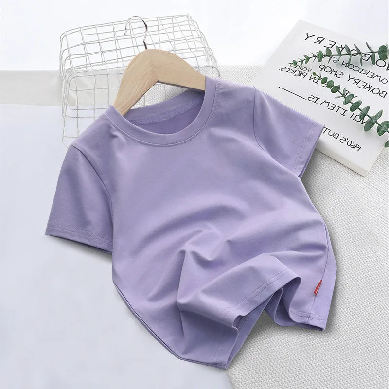 New Summer Children's T-shirts for Boys and Girls Round Neck Casual Short Sleeves for Kids Student Fashion Tops