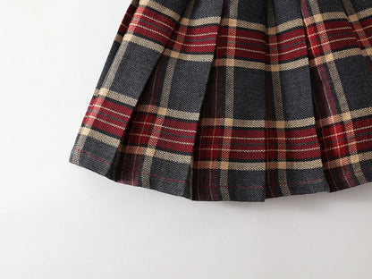 Summer Children Girls Pleated Skirts Elastic Waist Infant Babys Girls Skirts British Style Kids Girls Dress Casual Belle Skirts