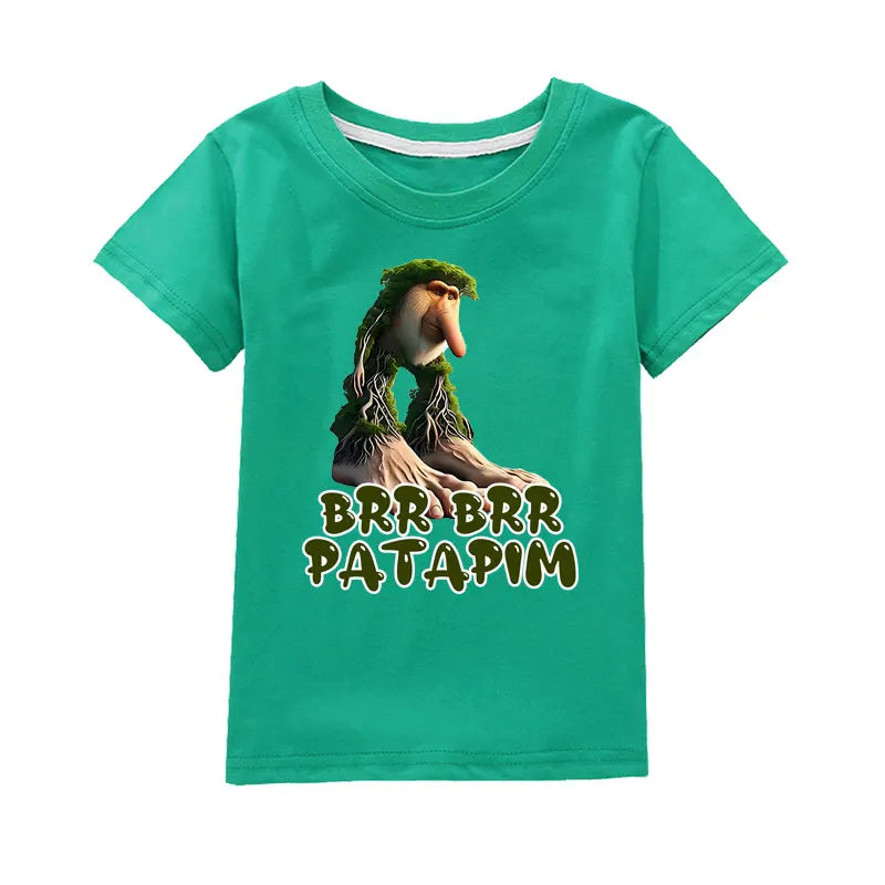 Brr Brr Patapim Italian Brainrot Tralalero Tralala Bombardiro Crocodilo Meme Kids Cotton T Shirt Summer Boys Girls Short Sleeve