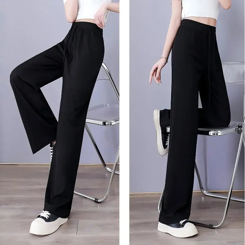 Summer Autumn Cold Feeling Fashion Solid Women Long Pants Female Loose Straight Casual Pants