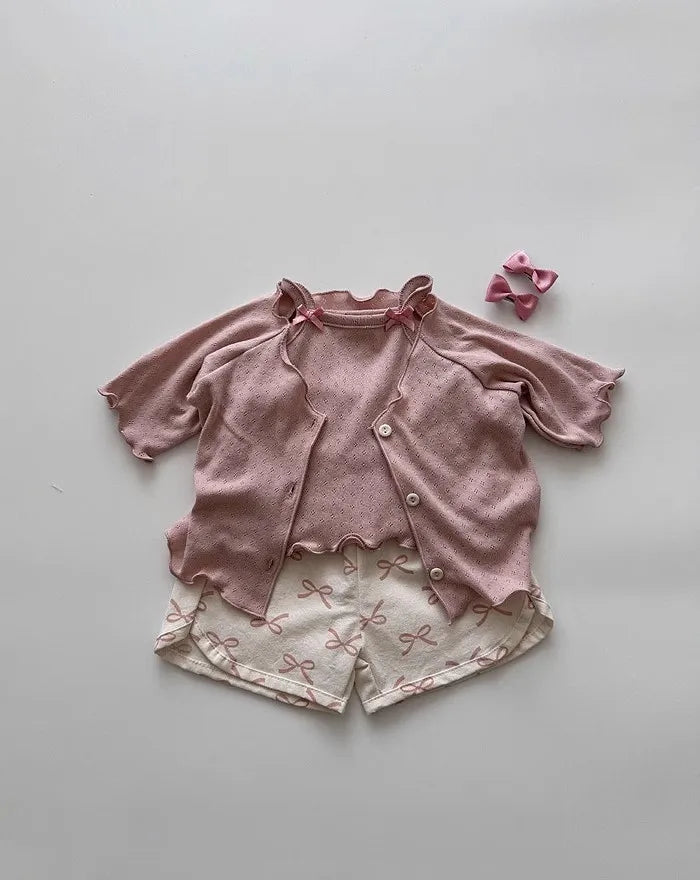 2025 Summer New Children Casual Shorts Cute Dot Plaid Floral Bow Girls Cotton Shorts Baby Boy Solid Shorts Fashion Kids Clothes