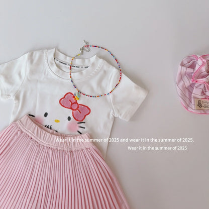 2025 Summer New Sweet Girls Shark Skin Yoga Skirt Kids High Waisted Tennis Skirt Baby Girl Solid Pleated Skirt Children Clothes