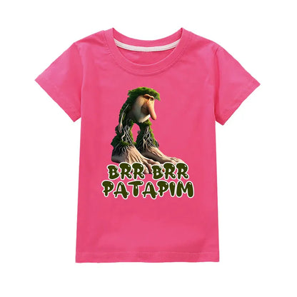 Brr Brr Patapim Italian Brainrot Tralalero Tralala Bombardiro Crocodilo Meme Kids Cotton T Shirt Summer Boys Girls Short Sleeve