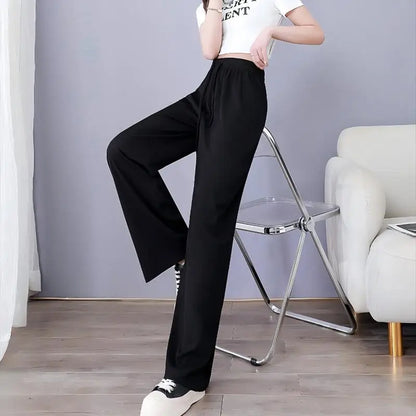 Summer Autumn Cold Feeling Fashion Solid Women Long Pants Female Loose Straight Casual Pants