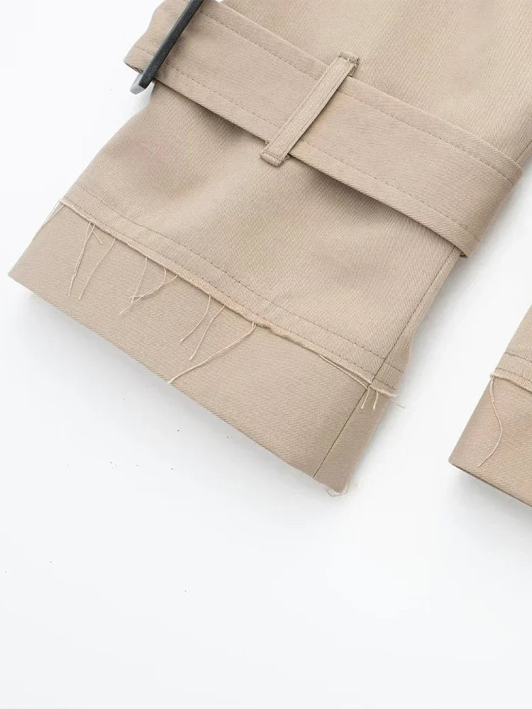 2025 Cropped Trench Coat with Belt - Vintage Double Breasted Spring Jacket for Women| Streetwear Outerwear