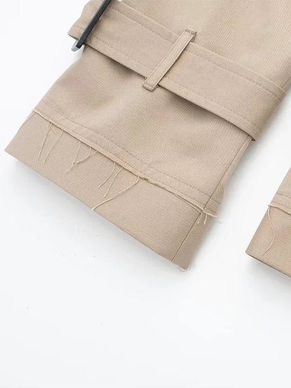 2025 Cropped Trench Coat with Belt - Vintage Double Breasted Spring Jacket for Women| Streetwear Outerwear