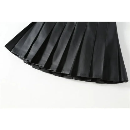 Girls Leather Skirt Four Seasons High Waist Black A-Line Pleated Skirt for Kids All-match Teen Children Skirt 2-15 Years Old