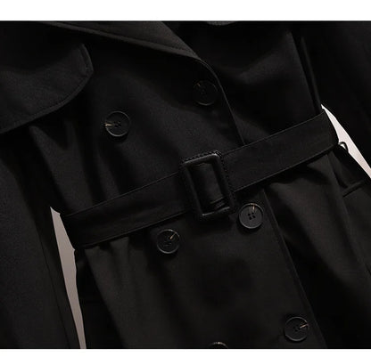 Women Fashion Trench New Coat Spring Autumn Korean Long Sleeve With Belt Jackets Solid British Style Coats Women's Chic Outwear