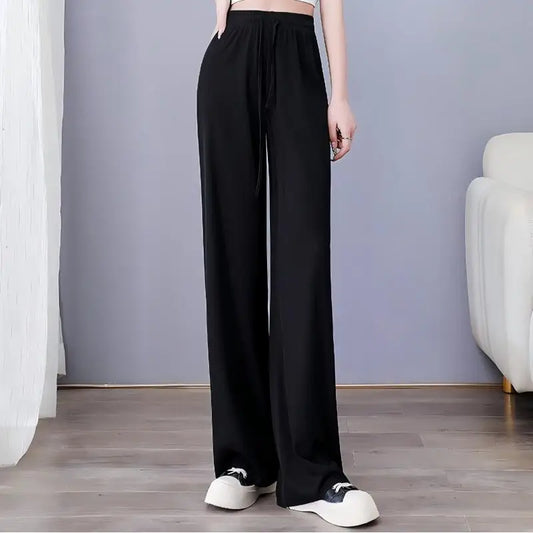 Summer Autumn Cold Feeling Fashion Solid Women Long Pants Female Loose Straight Casual Pants