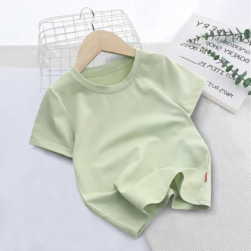 New Summer Children's T-shirts for Boys and Girls Round Neck Casual Short Sleeves for Kids Student Fashion Tops