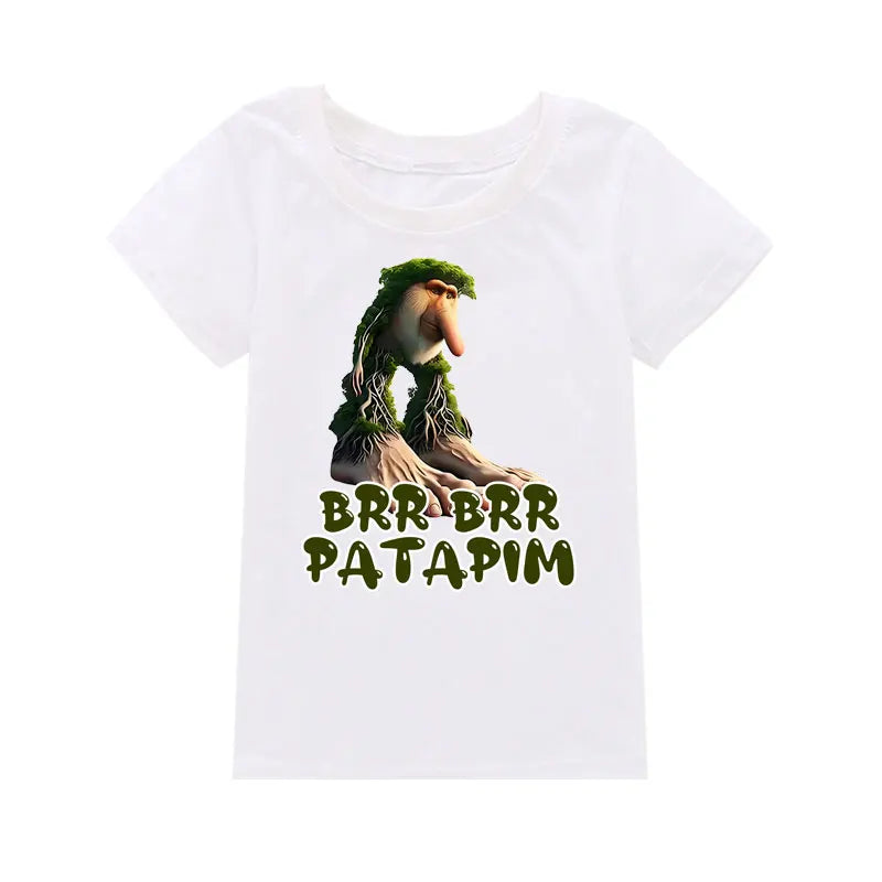 Brr Brr Patapim Italian Brainrot Tralalero Tralala Bombardiro Crocodilo Meme Kids Cotton T Shirt Summer Boys Girls Short Sleeve