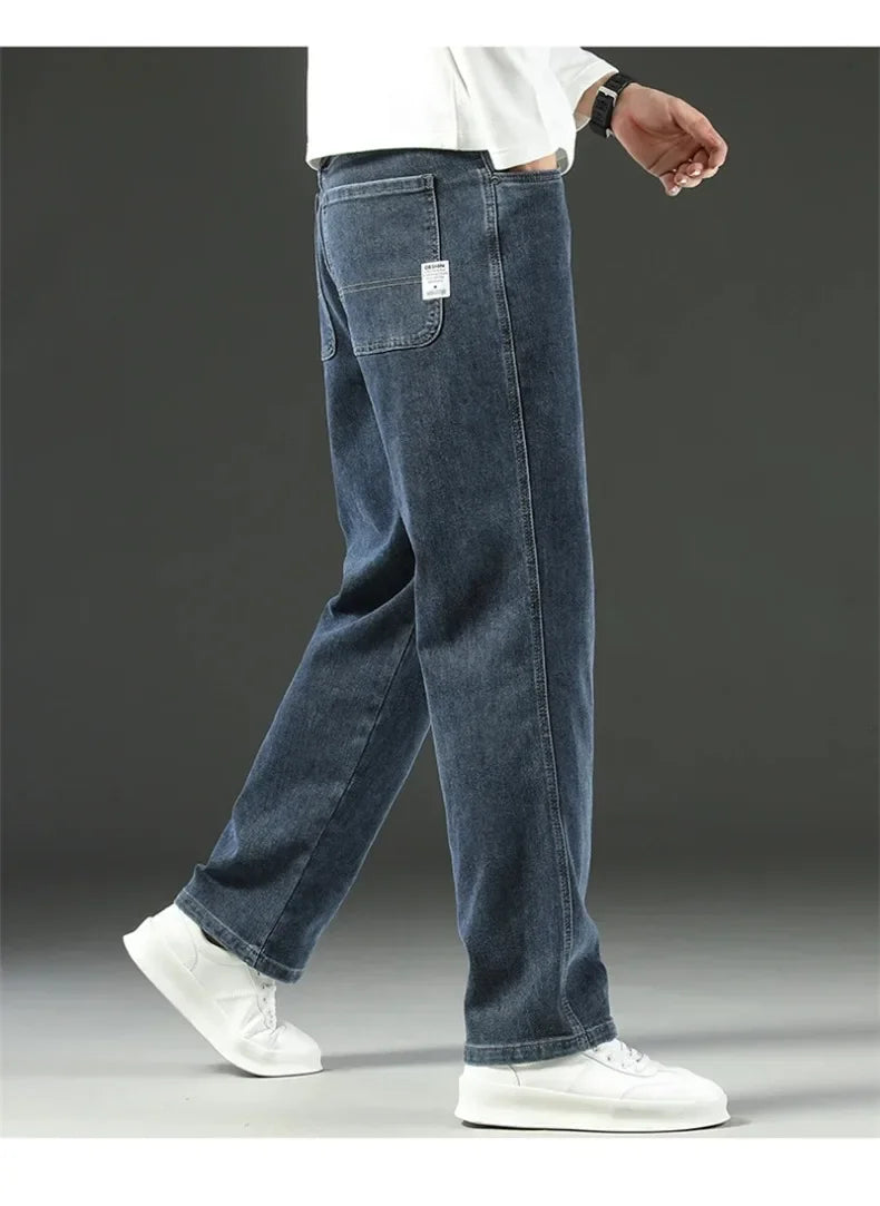 2025 New Style Y2 Spring and Autumn Loose Jeans Men's Baggy Straight Wide Leg Business Casual Pants Brand Men's Clothing