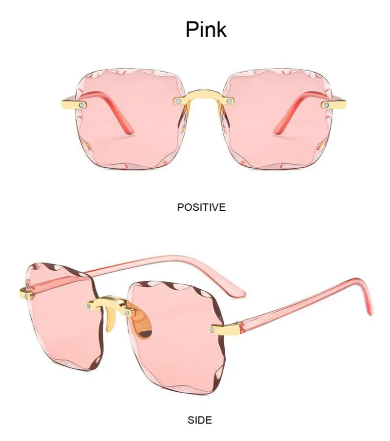 Classic Vintage Square Sunglasses Woman Gradient Mirror Frameless Sun Glasses Female Retro Fashion Rimless Sunglasses