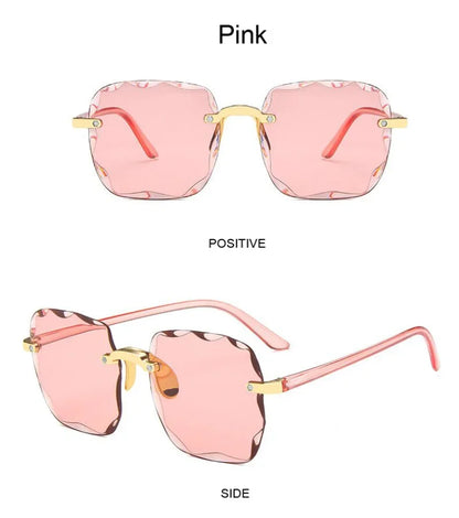 Classic Vintage Square Sunglasses Woman Gradient Mirror Frameless Sun Glasses Female Retro Fashion Rimless Sunglasses