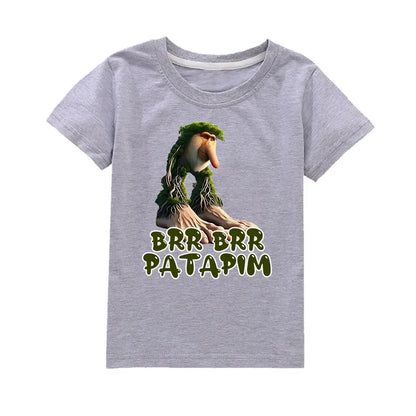 Brr Brr Patapim Italian Brainrot Tralalero Tralala Bombardiro Crocodilo Meme Kids Cotton T Shirt Summer Boys Girls Short Sleeve