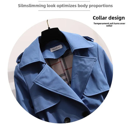 Women Fashion Trench New Coat Spring Autumn Korean Long Sleeve With Belt Jackets Solid British Style Coats Women's Chic Outwear