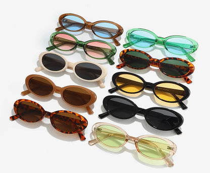 Retro Vintage Oval Sunglasses Woman 2024 Brand Designer Round Sun Glasses Men UV400 Punk Style Luxury Eyewear Female Oculus