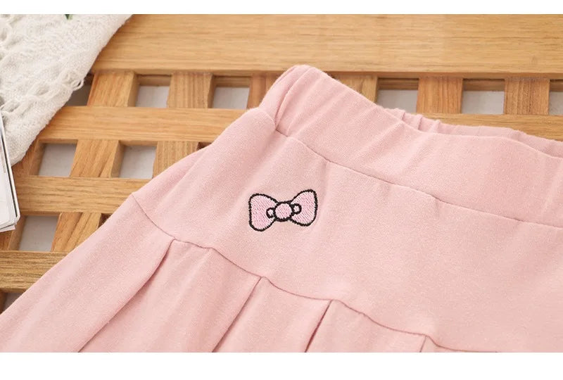Girls Skirt 2025 New Summer Cute Sweet Solid Outer Wear Casual Simple Pleated Kids Skirt Safety Pants Design 4-10Y