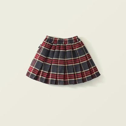 Summer Children Girls Pleated Skirts Elastic Waist Infant Babys Girls Skirts British Style Kids Girls Dress Casual Belle Skirts