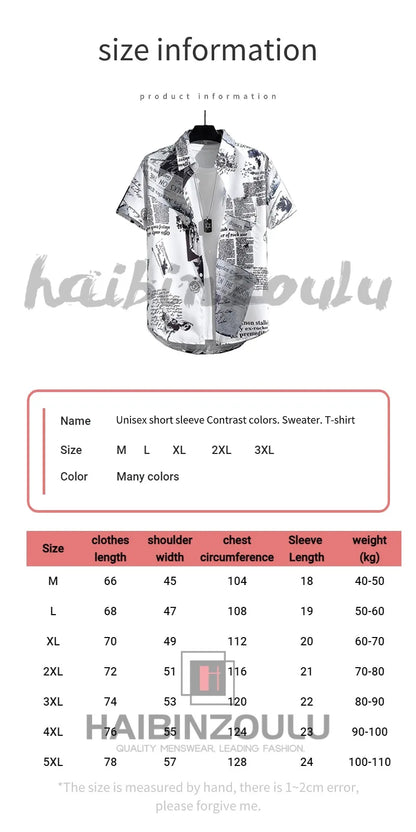 Men's Short sleeve Print Shirts Thin Beach Top Seaside Leisure Men's Essential Clothes