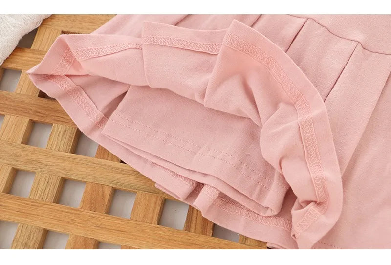 Girls Skirt 2025 New Summer Cute Sweet Solid Outer Wear Casual Simple Pleated Kids Skirt Safety Pants Design 4-10Y