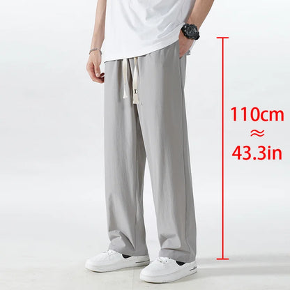 Extra Long 120cm Lce Silk Men's Pants Summer Thin 190 Tall Straight Leg Pants Men's Extended 115 Large Men's Pants