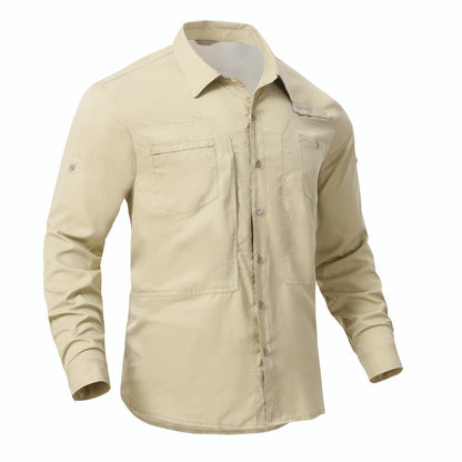 Men's UPF 50+ Casual Long Sleeve Fishing Shirts, Sun Protection Lightweight Breathable Button Down Fishing Shirt with Back Mesh