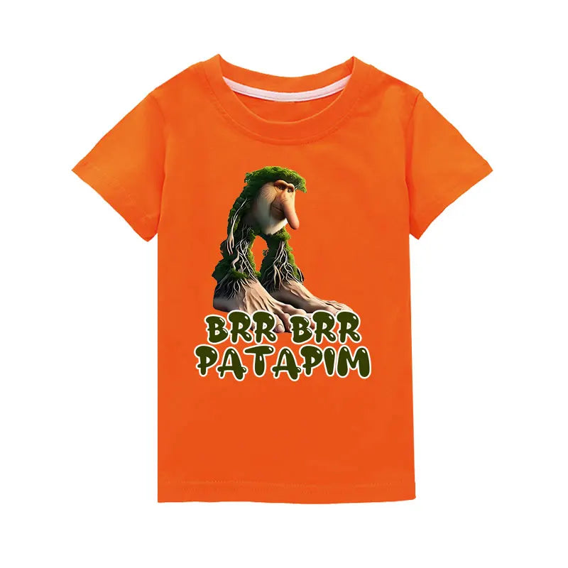 Brr Brr Patapim Italian Brainrot Tralalero Tralala Bombardiro Crocodilo Meme Kids Cotton T Shirt Summer Boys Girls Short Sleeve