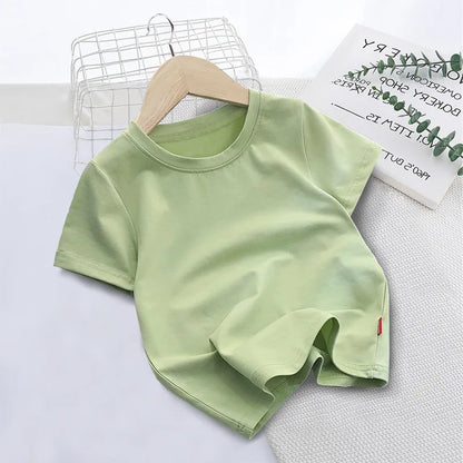 New Summer Children's T-shirts for Boys and Girls Round Neck Casual Short Sleeves for Kids Student Fashion Tops