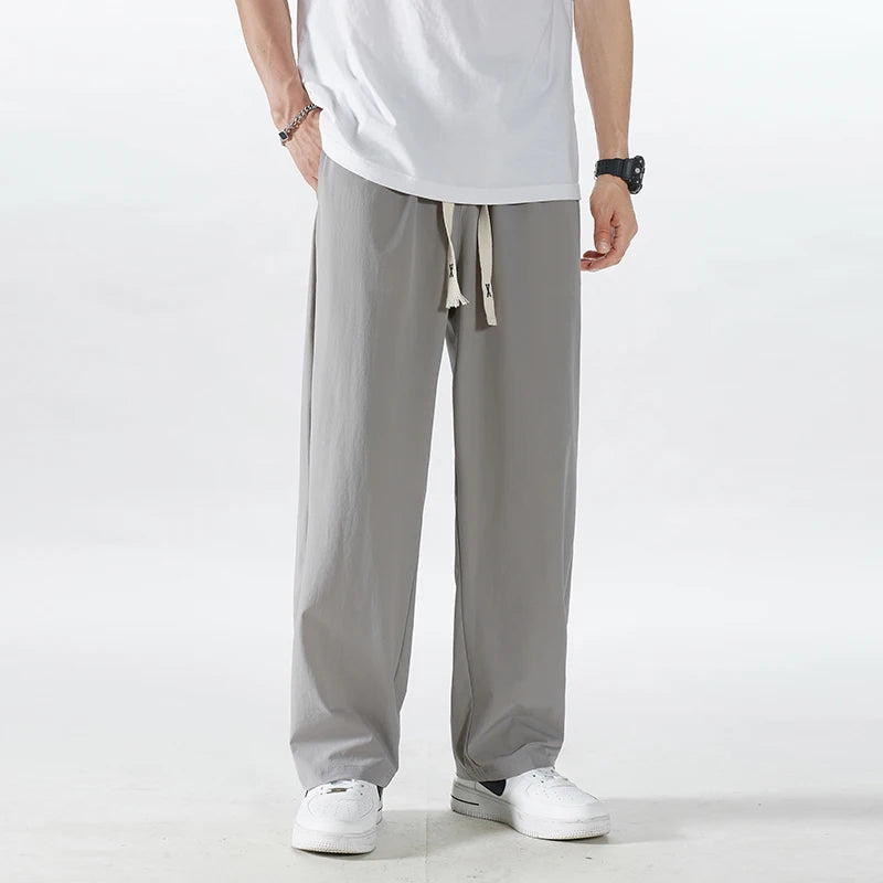 Extra Long 120cm Lce Silk Men's Pants Summer Thin 190 Tall Straight Leg Pants Men's Extended 115 Large Men's Pants