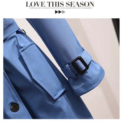 Women Fashion Trench New Coat Spring Autumn Korean Long Sleeve With Belt Jackets Solid British Style Coats Women's Chic Outwear