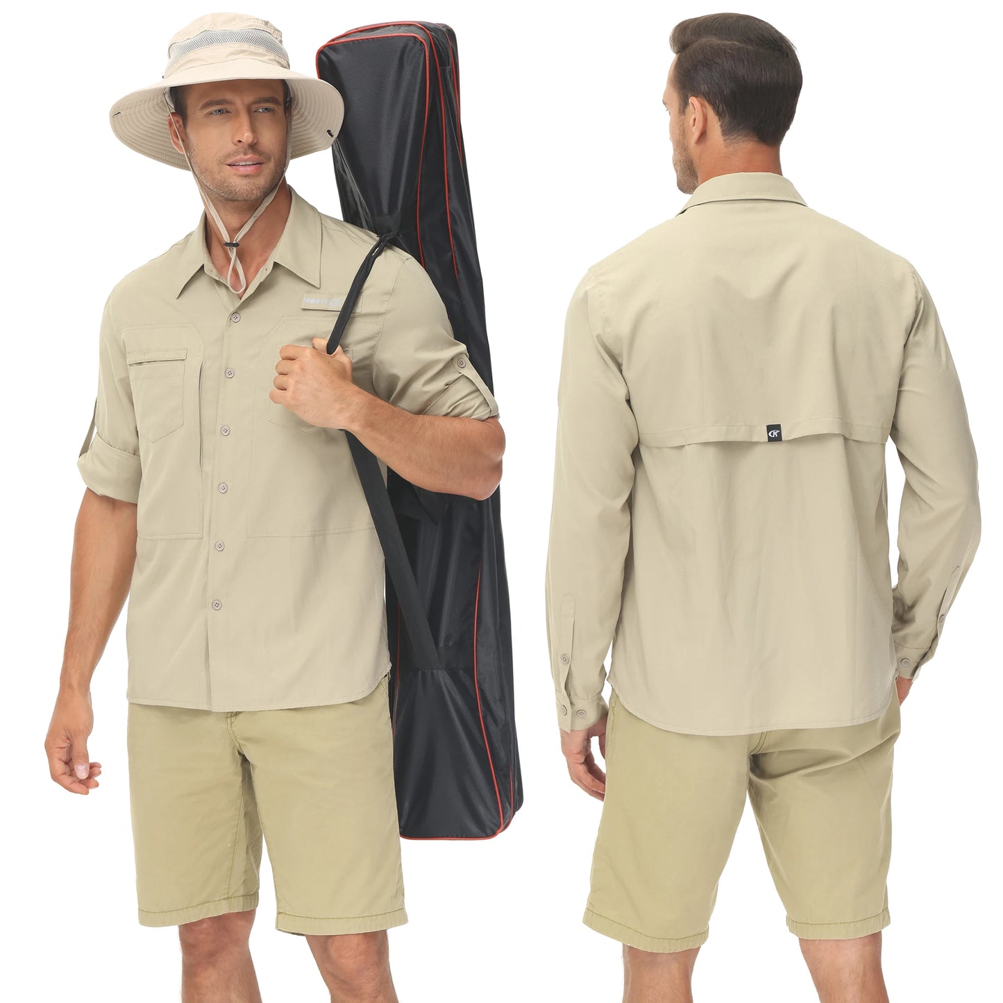 Men's UPF 50+ Casual Long Sleeve Fishing Shirts, Sun Protection Lightweight Breathable Button Down Fishing Shirt with Back Mesh