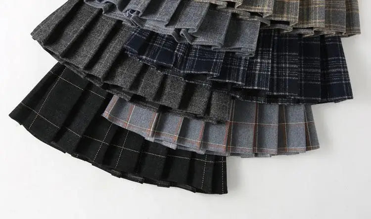 Girls Skirts spring Autumn Vintage Pleated Plaid Skirts School Teens Girl Spring Kids Skirt Children Clothing 2-14Yrs