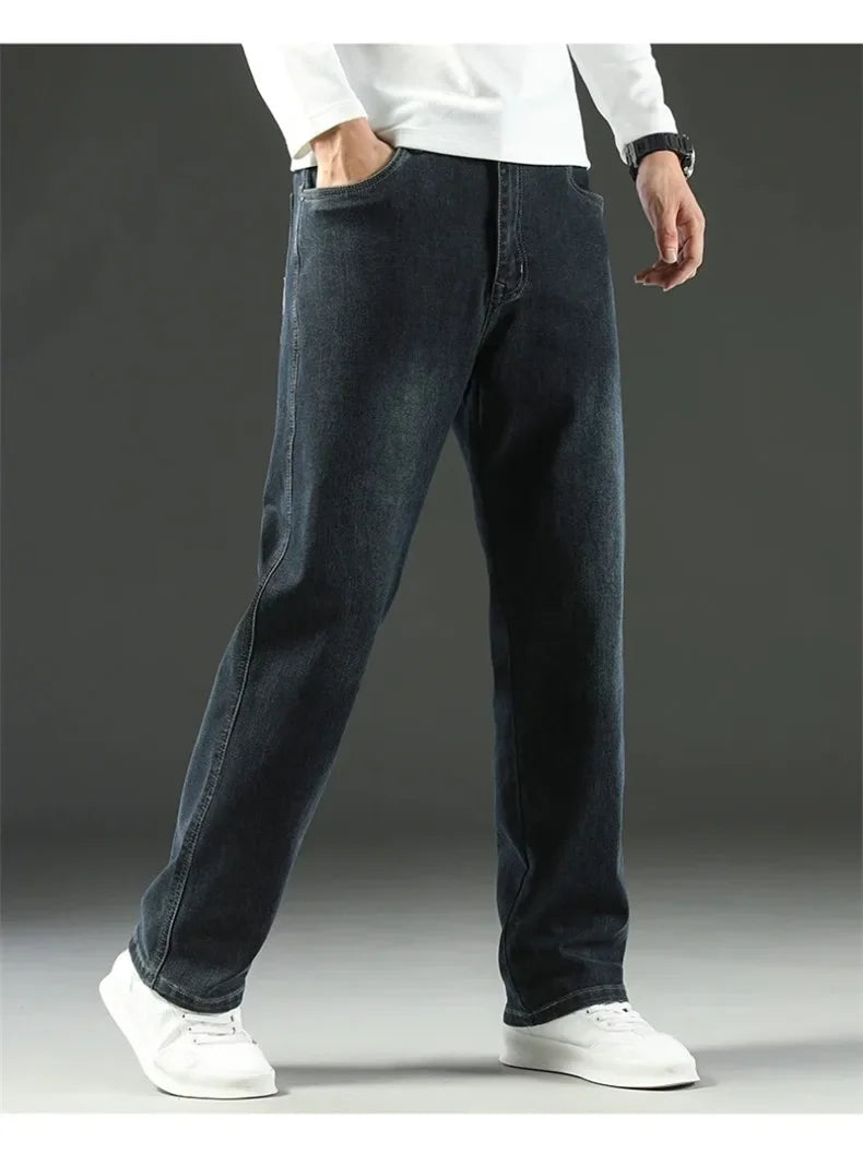 2025 New Style Y2 Spring and Autumn Loose Jeans Men's Baggy Straight Wide Leg Business Casual Pants Brand Men's Clothing