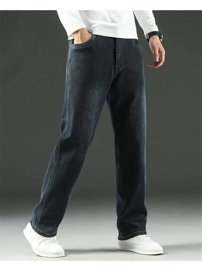2025 New Style Y2 Spring and Autumn Loose Jeans Men's Baggy Straight Wide Leg Business Casual Pants Brand Men's Clothing