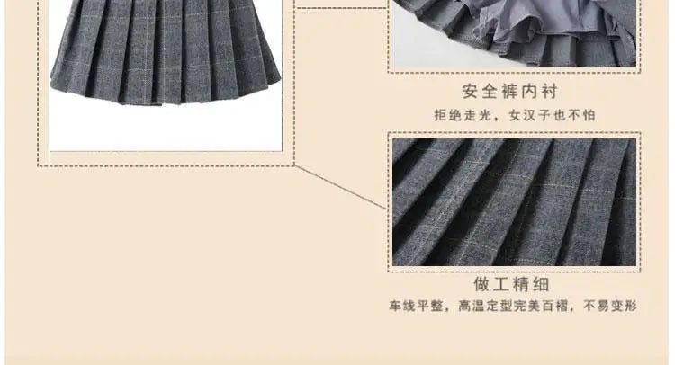 Girls Skirts spring Autumn Vintage Pleated Plaid Skirts School Teens Girl Spring Kids Skirt Children Clothing 2-14Yrs