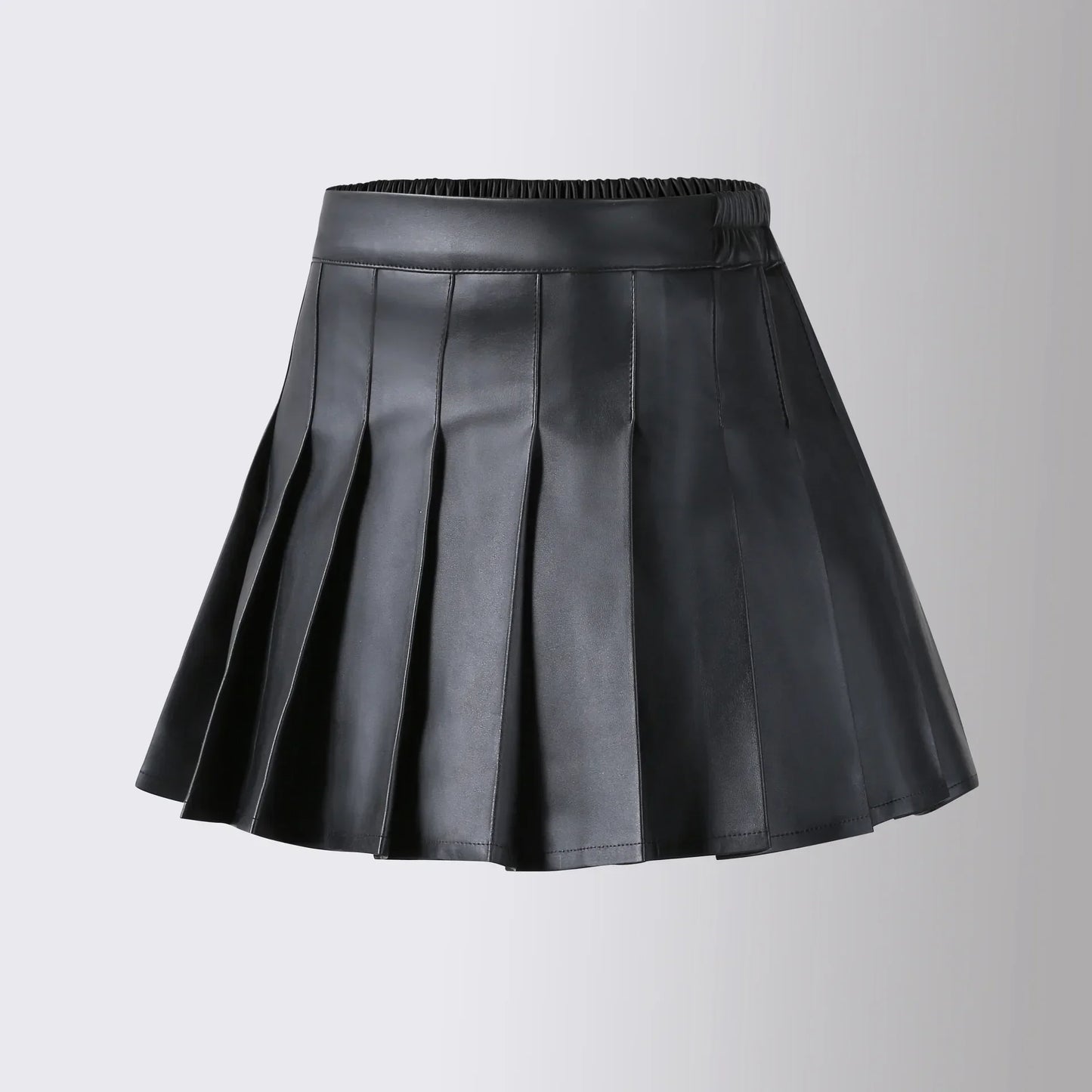 Girls Leather Skirt Four Seasons High Waist Black A-Line Pleated Skirt for Kids All-match Teen Children Skirt 2-15 Years Old