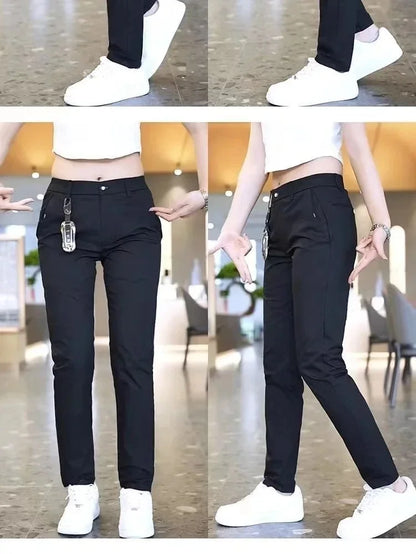 Ice Silk Men's Golf Men's Midweight Casual Pants Sports Pants Simple Design Khaki Black Slim Straight Leg Stretch Casual Trouse