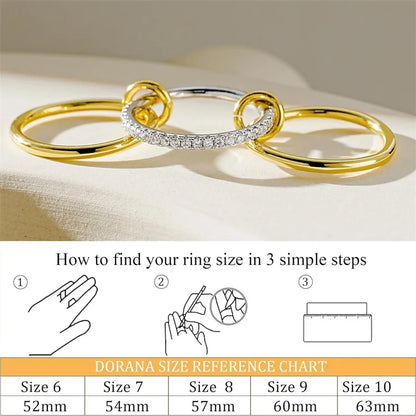 3 CZ Cubic Zirconia Ring Set Stackable Ring Silver Gold Stacking Rings Multi-Link Connected Statement Interlocking for Women
