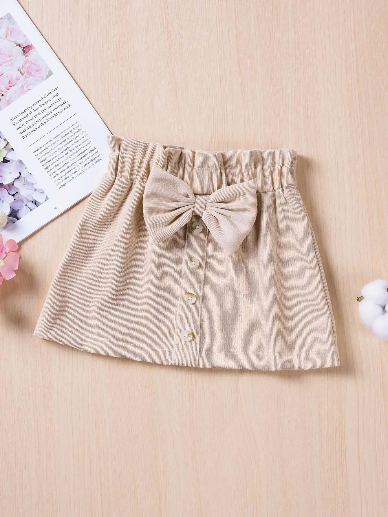 New Summer Girls Toddler Solid Colour Bustier Bow Button Design Sweet and Lovely Skirt Casual Comfortable Breathable