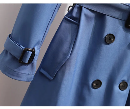 Women Fashion Trench New Coat Spring Autumn Korean Long Sleeve With Belt Jackets Solid British Style Coats Women's Chic Outwear