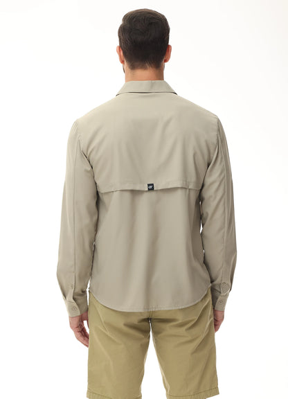 Men's UPF 50+ Casual Long Sleeve Fishing Shirts, Sun Protection Lightweight Breathable Button Down Fishing Shirt with Back Mesh