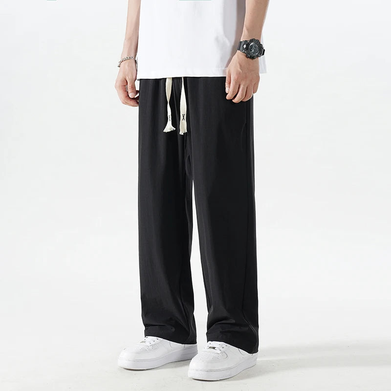 Extra Long 120cm Lce Silk Men's Pants Summer Thin 190 Tall Straight Leg Pants Men's Extended 115 Large Men's Pants