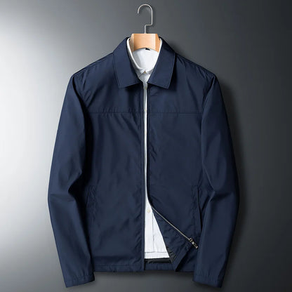 Fashion Men Jacket Solid Color Mid-aged Elderly Men Long Sleeve Zipper Luxury Formal Business Casual Spring Autumn Men Coat