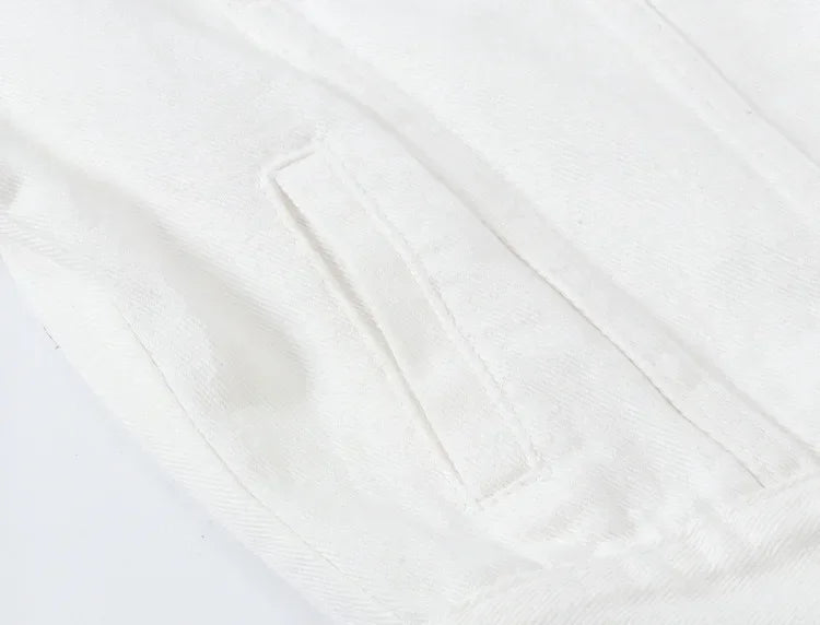 Yellow Women's Long Sleeve Jacket, Single Breasted Lapel Denim Jacket, Fashion Women's Tops Jacket Blue White Women's Coat