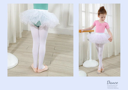 Girls Ballet Tutu Skirts Pink Kids Fluffy 4 layer Soft Yarn Tulle Skirts White Elastic Ballet Leotard Skirts