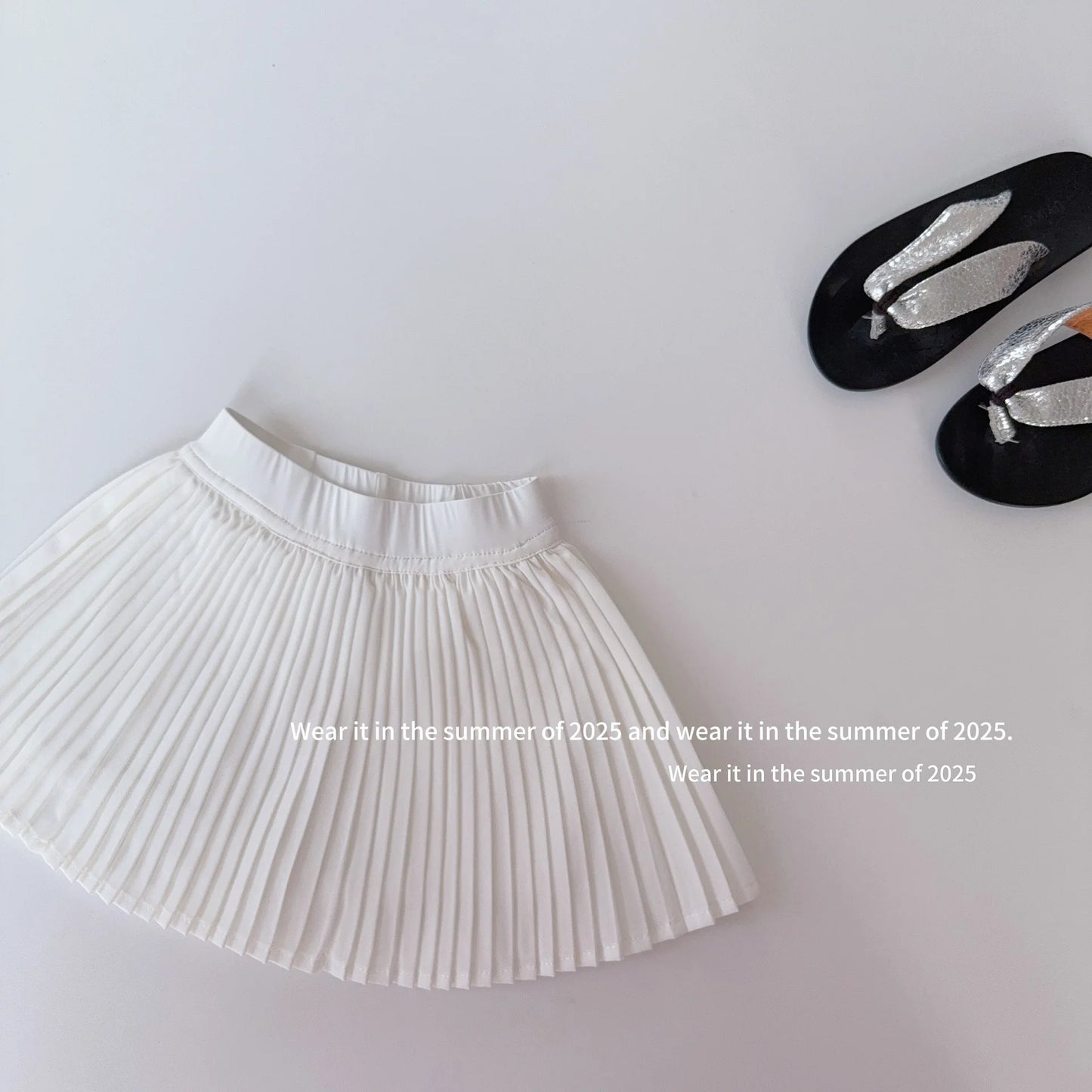 2025 Summer New Sweet Girls Shark Skin Yoga Skirt Kids High Waisted Tennis Skirt Baby Girl Solid Pleated Skirt Children Clothes