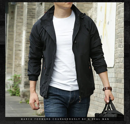 ARC Outdoor Men's, Fishing, Mountain Climbing, Traveling, Solid Color, Skiing, Camping, Waterproof and Breathable Hooded Jacket